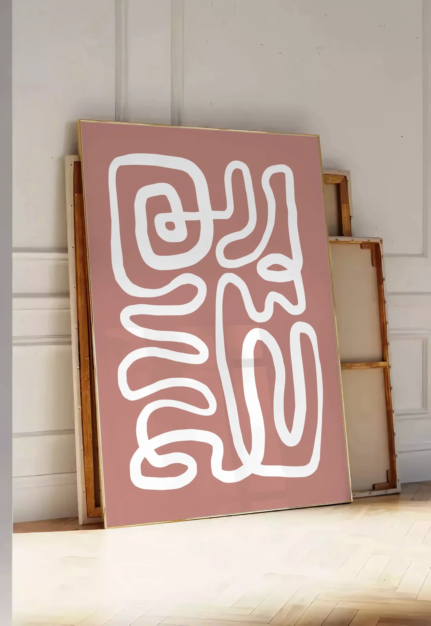 Affiche Ligne Continue Terracotta Abstraite — Henri Matisse — mise en situation dans une entrée