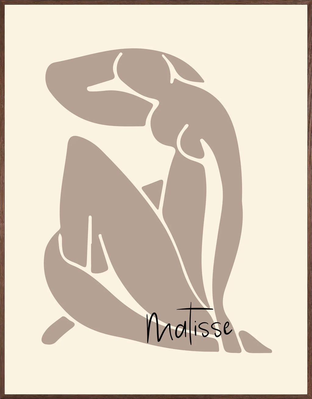 Affiche Nu Assis Taupe Papiers Decoupes — Henri Matisse — encadrement chêne
