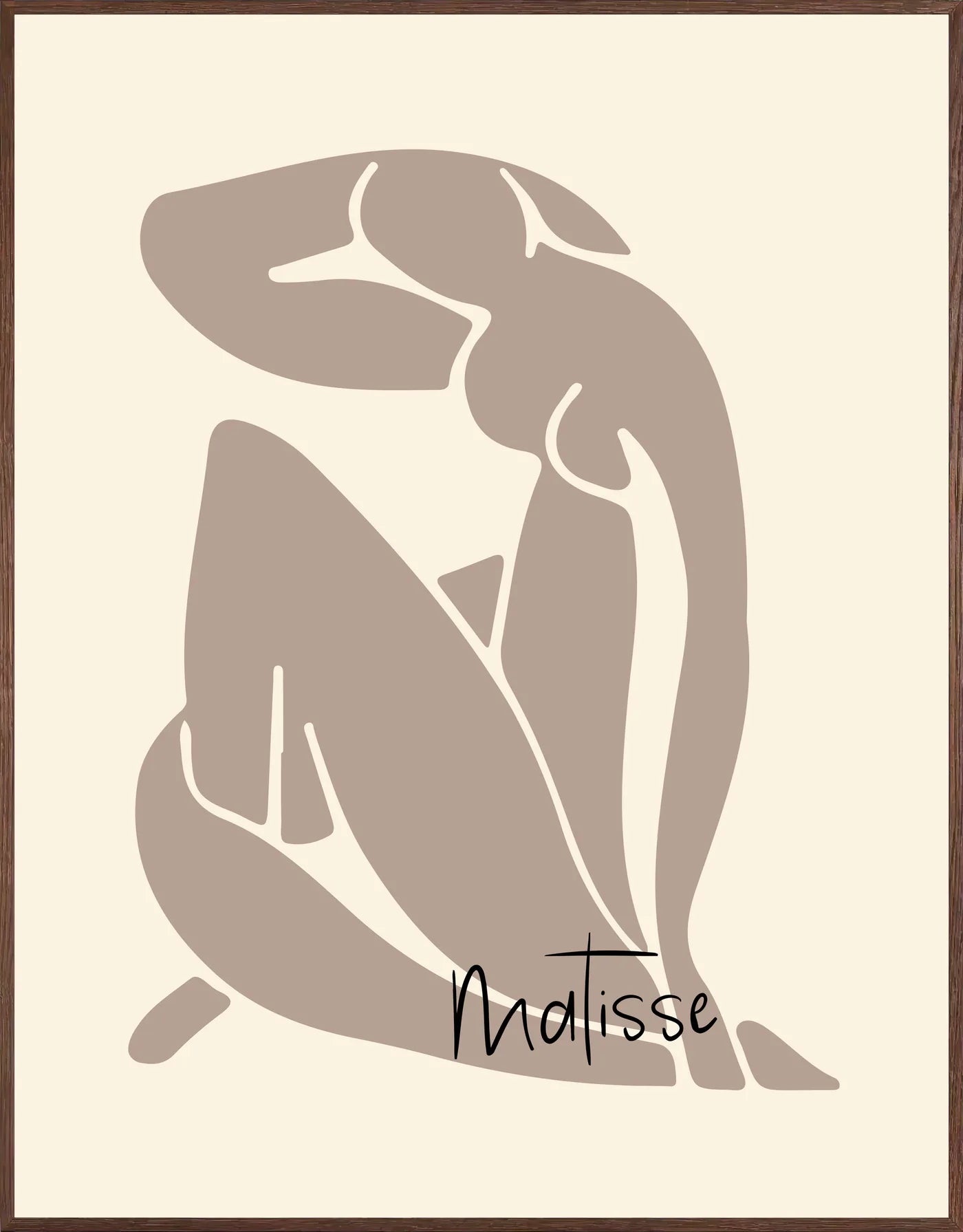 Affiche Nu Assis Taupe Papiers Decoupes — Henri Matisse — encadrement chêne