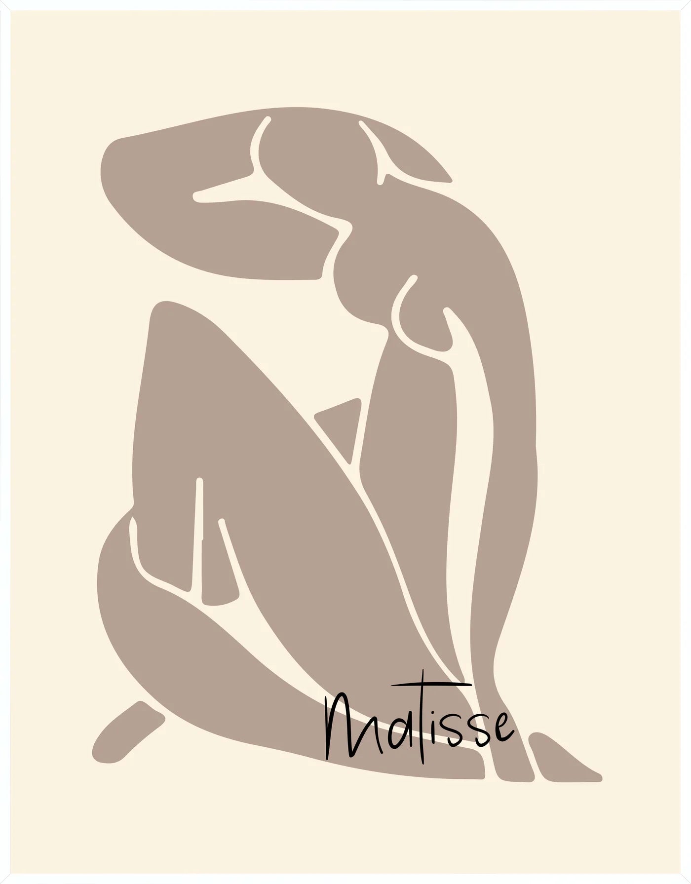 Affiche Nu Assis Taupe Papiers Decoupes — Henri Matisse — encadrement blanc