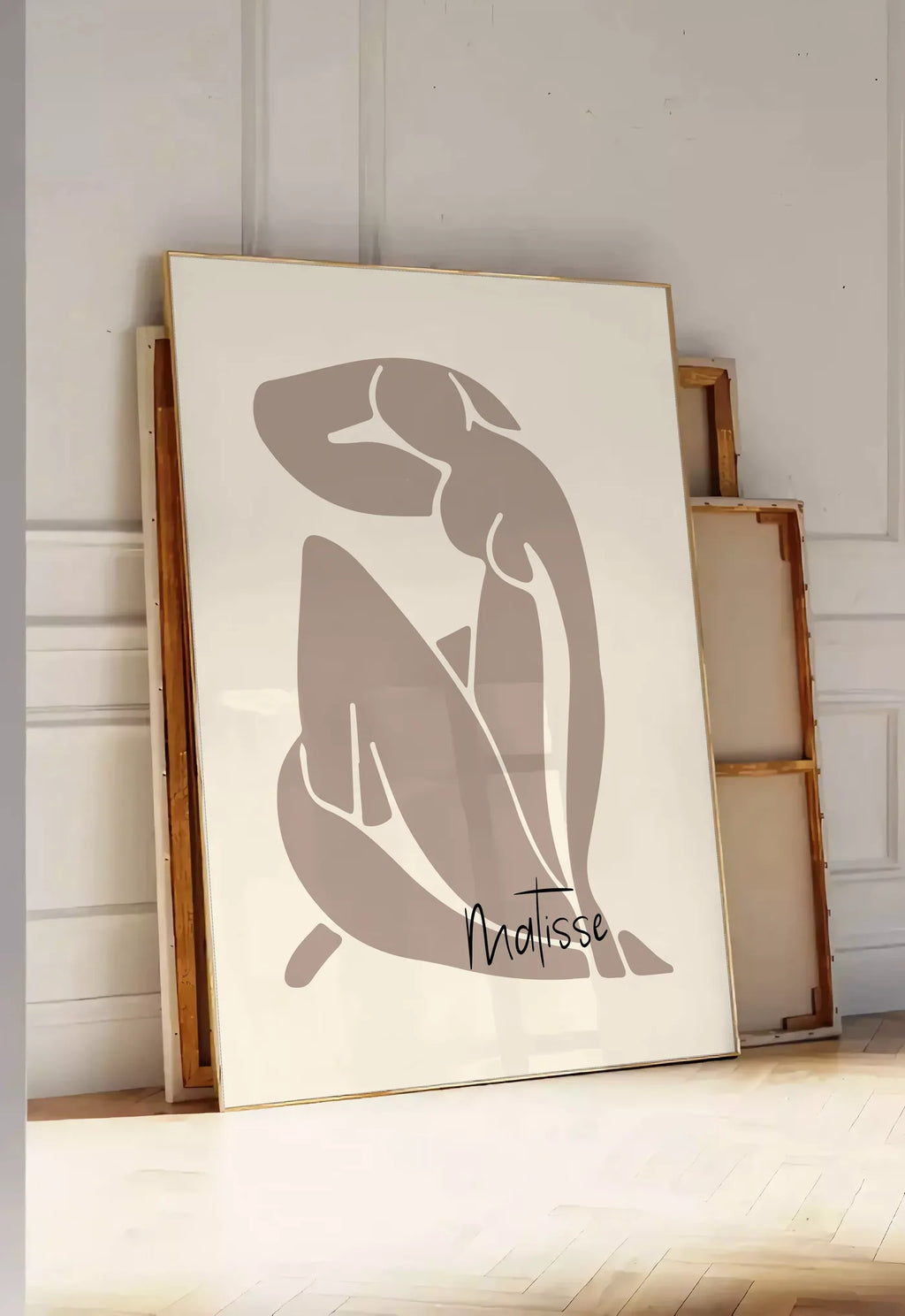 Affiche Nu Assis Taupe Papiers Decoupes — Henri Matisse — mise en situation dans une entrée