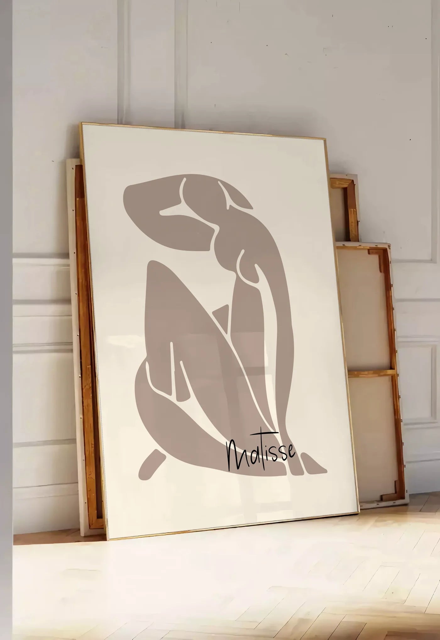 Affiche Nu Assis Taupe Papiers Decoupes — Henri Matisse — mise en situation dans une entrée