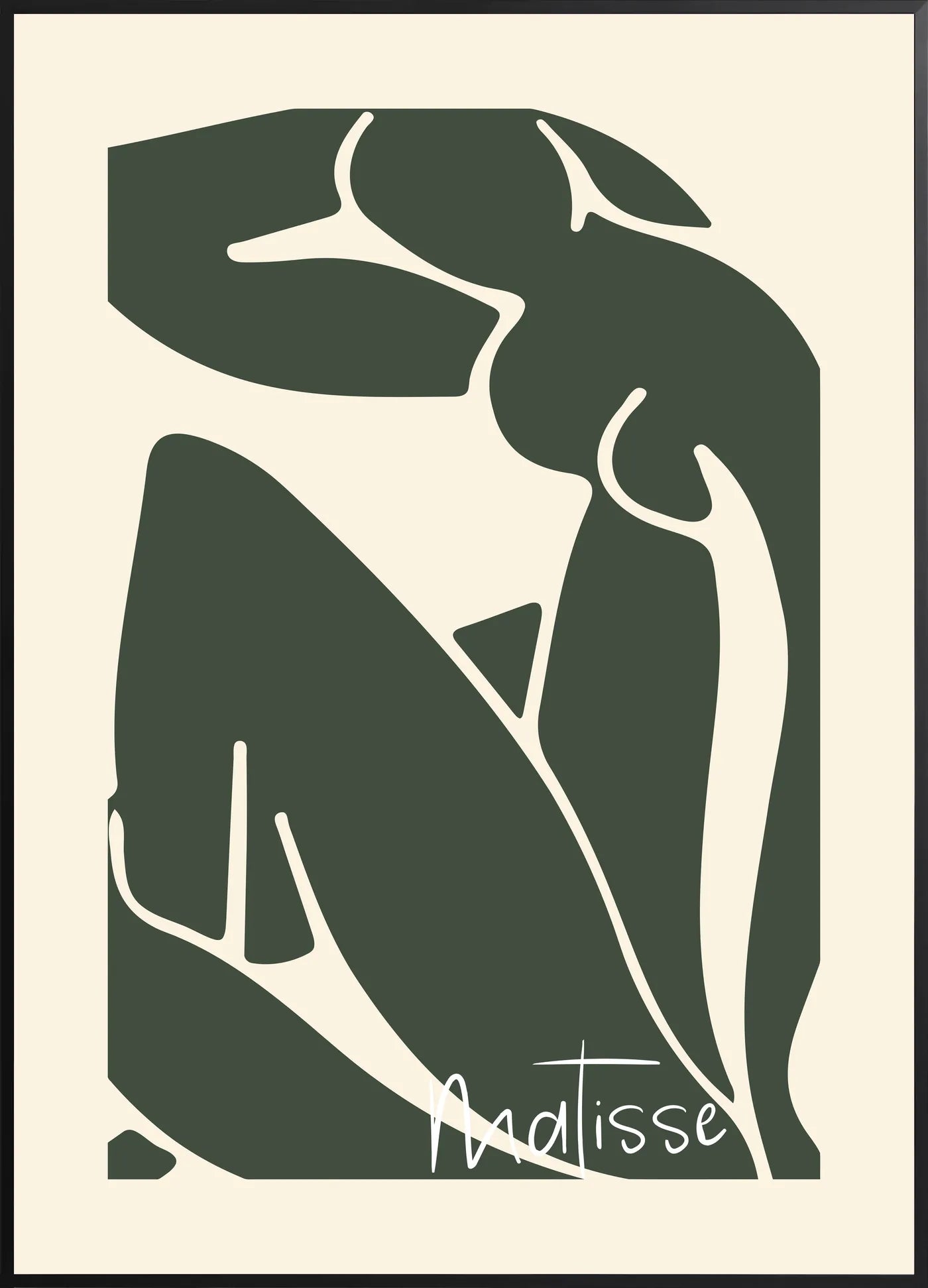 Affiche Nu Assis Vert Papiers Decoupes — Henri Matisse — encadrement noir