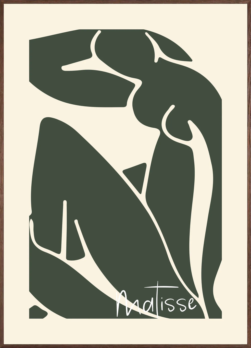 Affiche Nu Assis Vert Papiers Decoupes — Henri Matisse — encadrement chêne