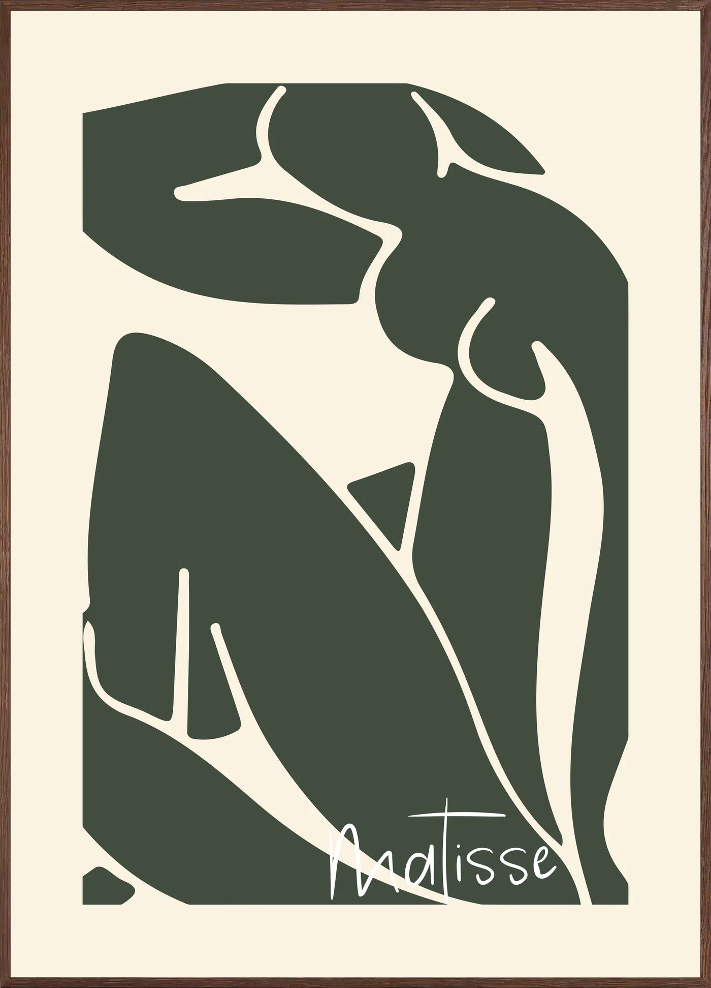 Affiche Nu Assis Vert Papiers Decoupes — Henri Matisse — encadrement chêne