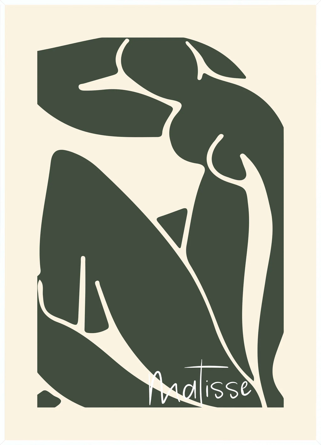 Affiche Nu Assis Vert Papiers Decoupes — Henri Matisse — encadrement blanc