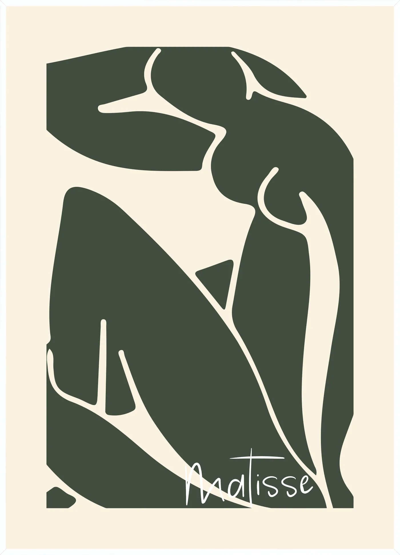 Affiche Nu Assis Vert Papiers Decoupes — Henri Matisse — encadrement blanc