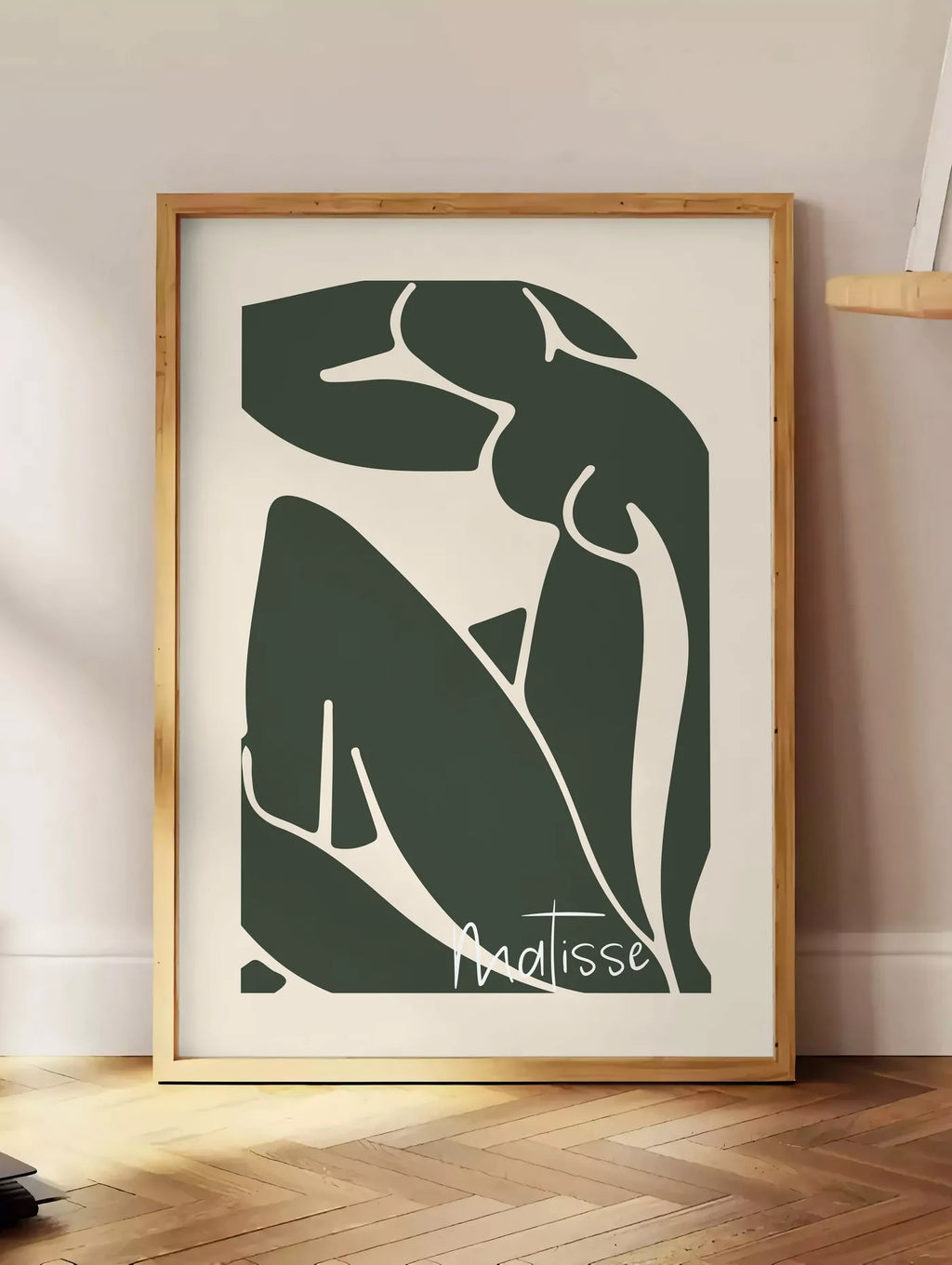 Affiche Nu Assis Vert Papiers Decoupes — Henri Matisse — mise en situation dans un intérieur lumineux