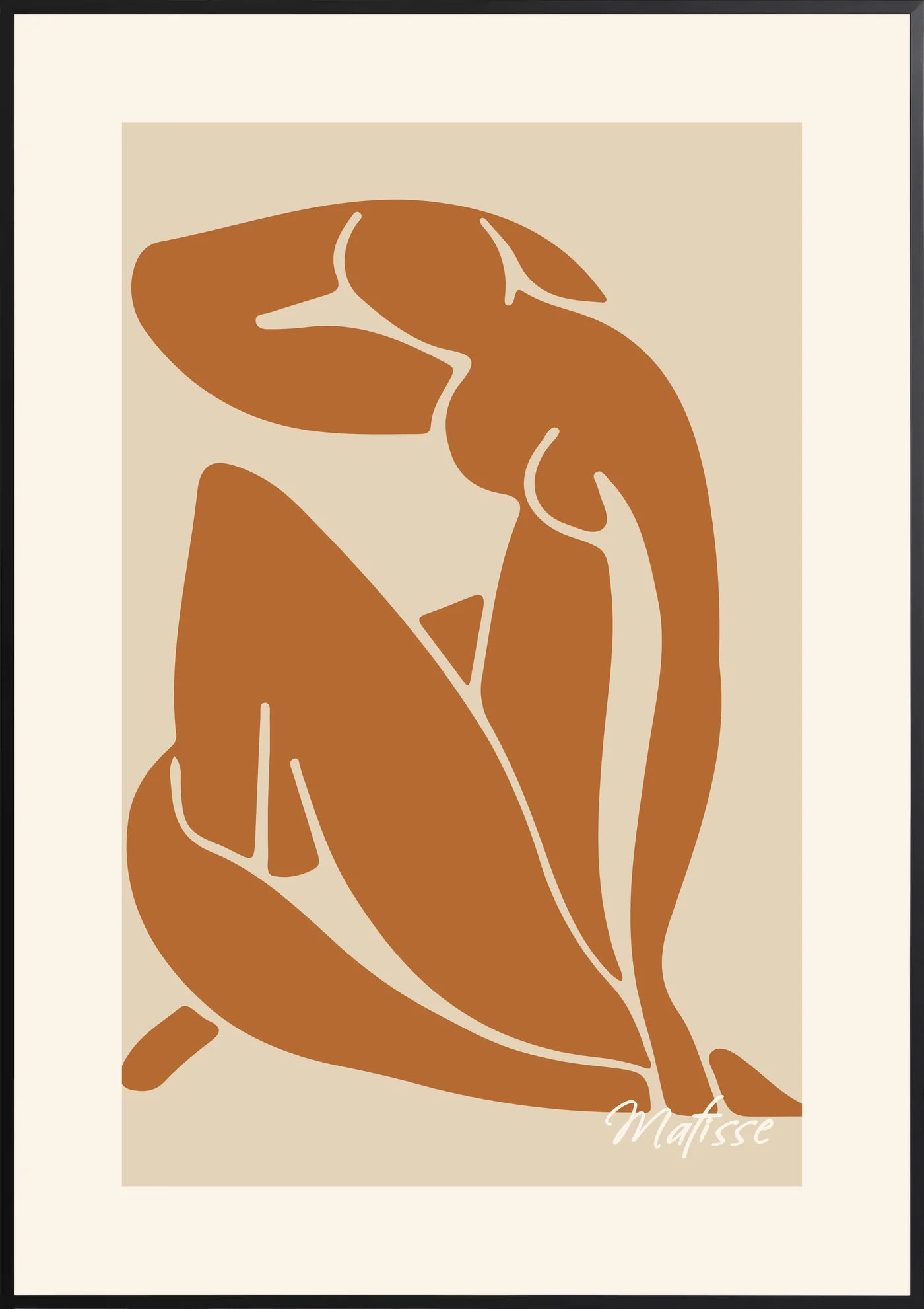 Affiche Nu Bleu II Decoupes Gouache — Henri Matisse — encadrement noir