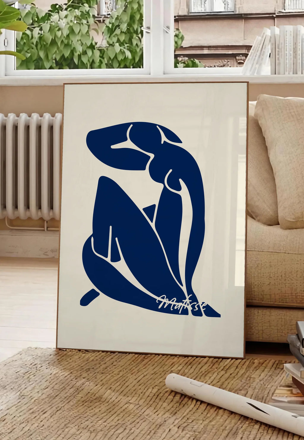 Affiche Papiers découpés moderniste — Henri Matisse — mise en situation dans un salon