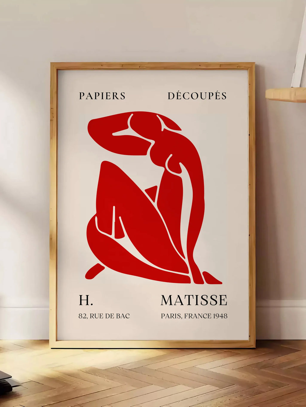 Affiche Papiers Decoupes Nu Rouge Paris 1948 — Henri Matisse — mise en situation dans un intérieur lumineux