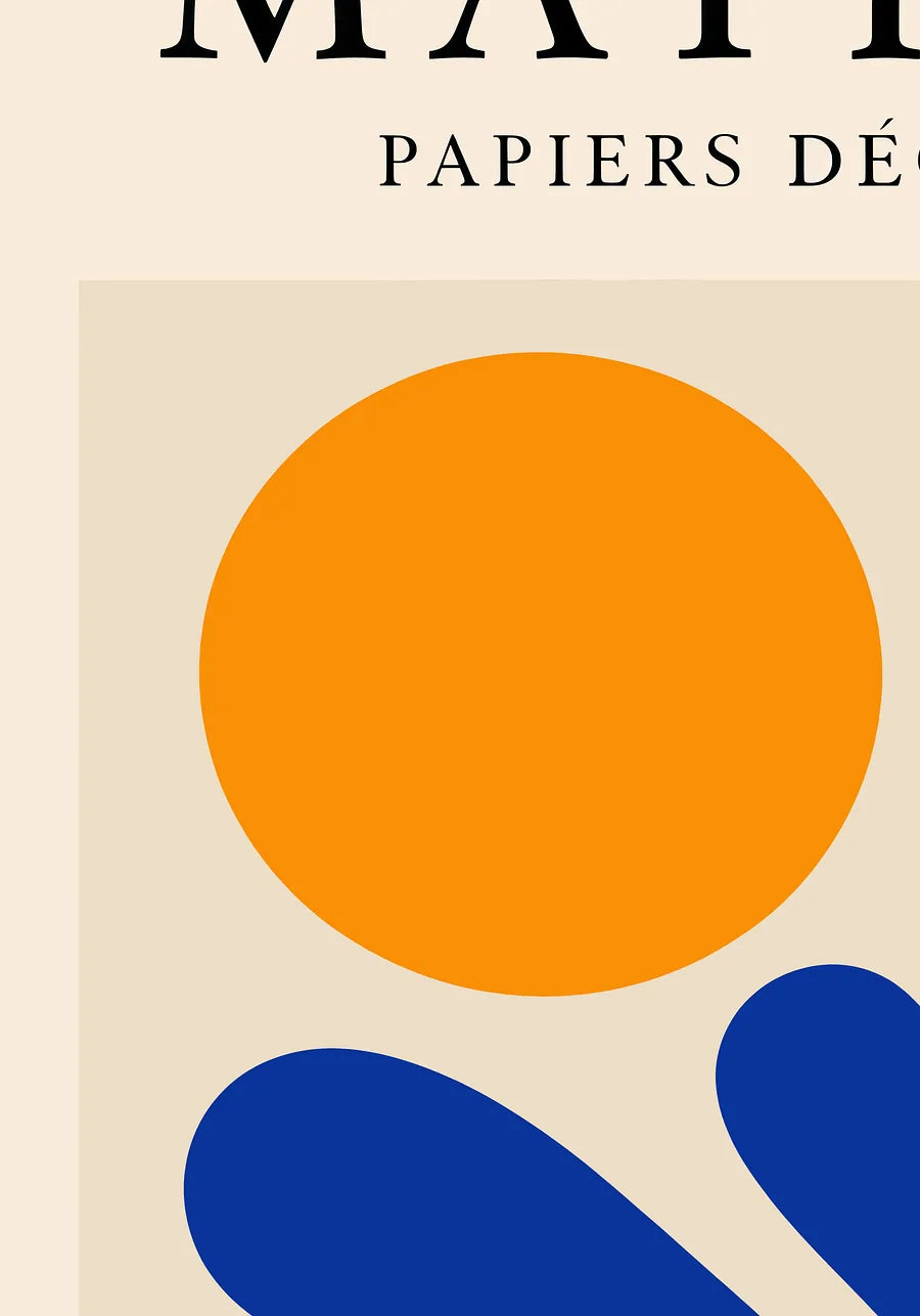 Affiche Soleil Orange et Corail Bleu Papiers Decoupes — Henri Matisse — détail de l'œuvre