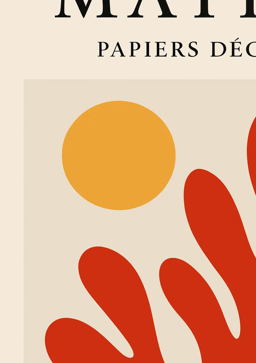 Affiche Soleil Orange et Corail Rouge Papiers Decoupes — Henri Matisse — détail de l'œuvre