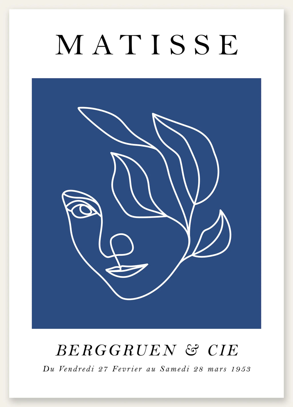 Affiche Visage au Trait Bleu Ligne Continue — Henri Matisse — vue catalogue