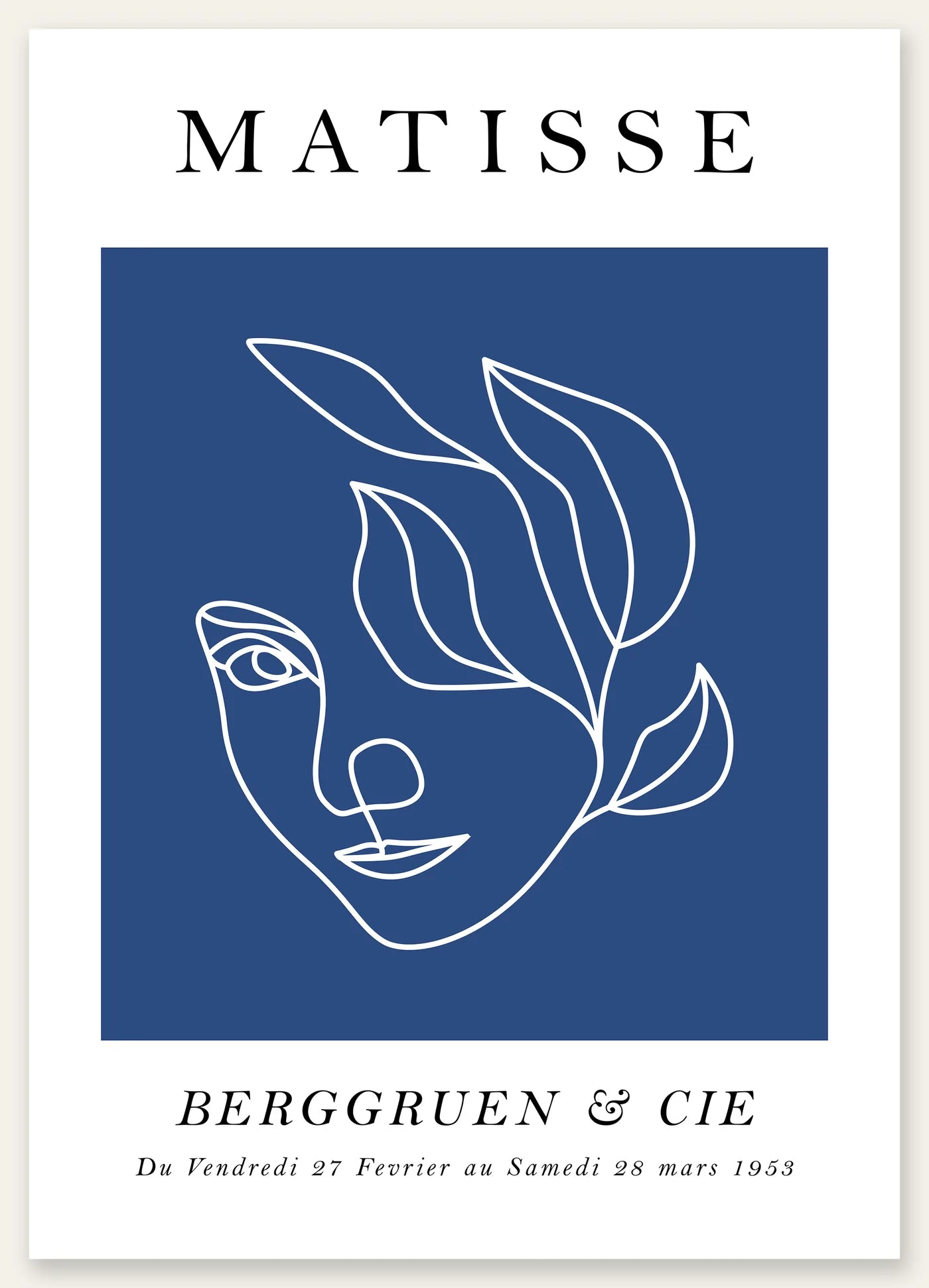 Affiche Visage au Trait Bleu Ligne Continue — Henri Matisse — vue catalogue