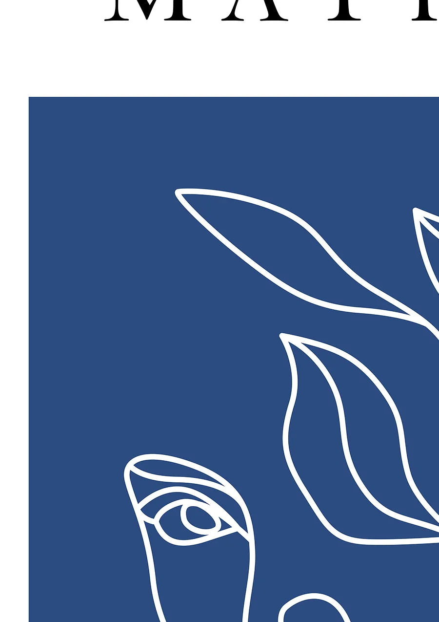 Affiche Visage au Trait Bleu Ligne Continue — Henri Matisse — détail de l'œuvre