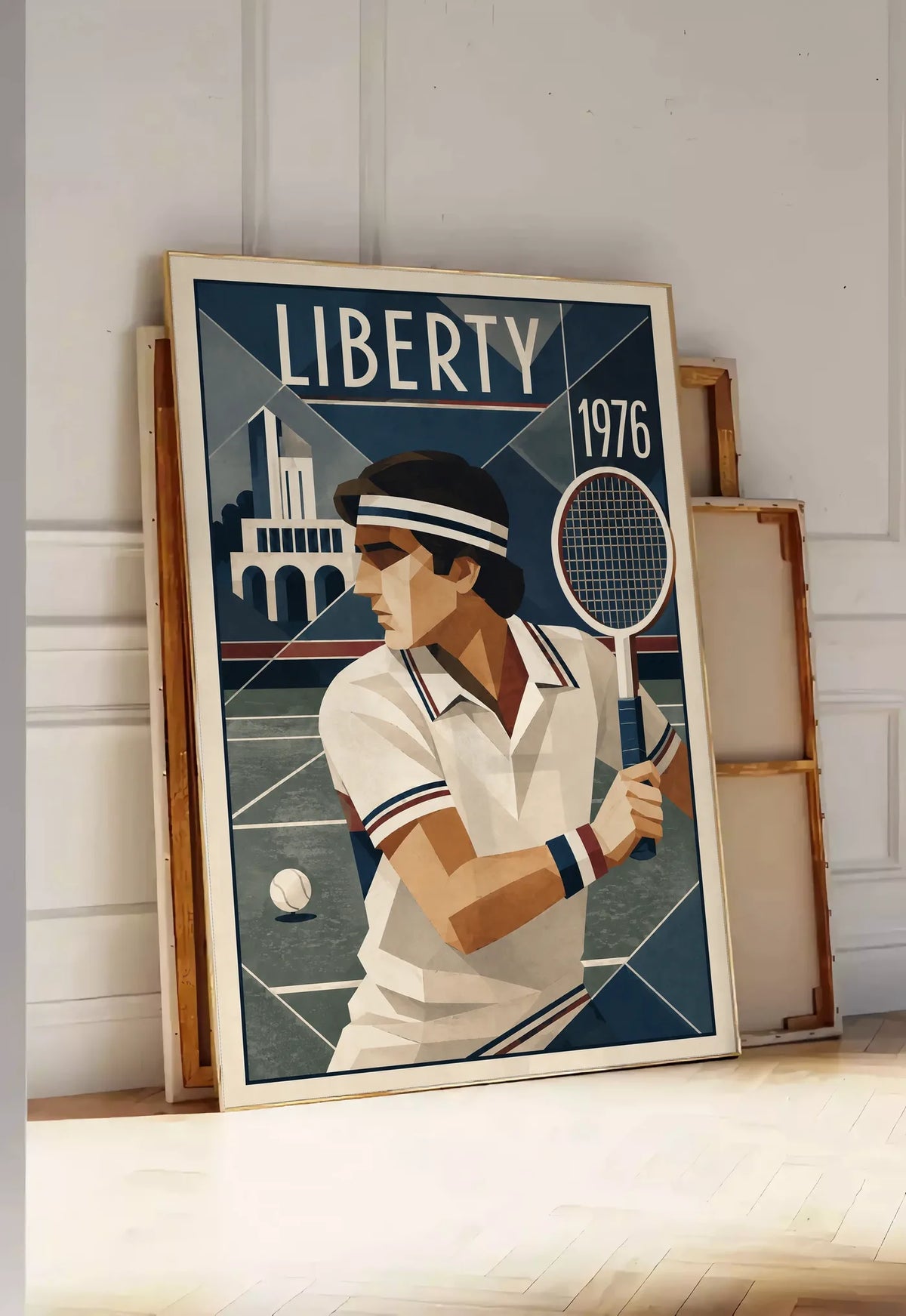 Affiche New York Tennis Liberty Tennis 1976 Har-Tru prêt, affiche Art déco de tennis new-yorkaise