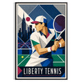 Affiche New York Tennis New York Male Art Deco Coiled revers, affiche Art déco de tennis new-yorkaise