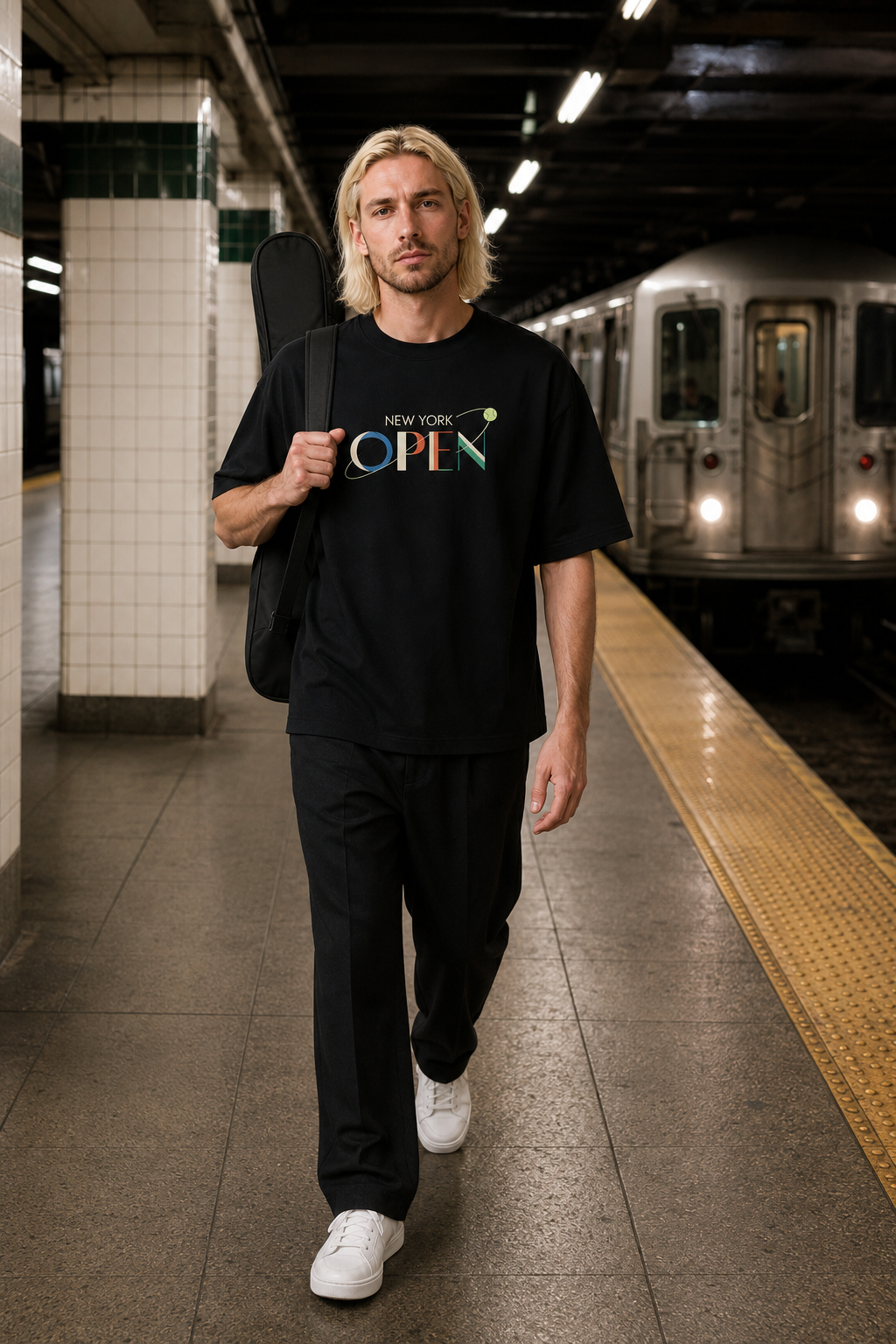 T-shirt New York Tennis Monumental 39. design textile unisexe [color:black] [view:front]