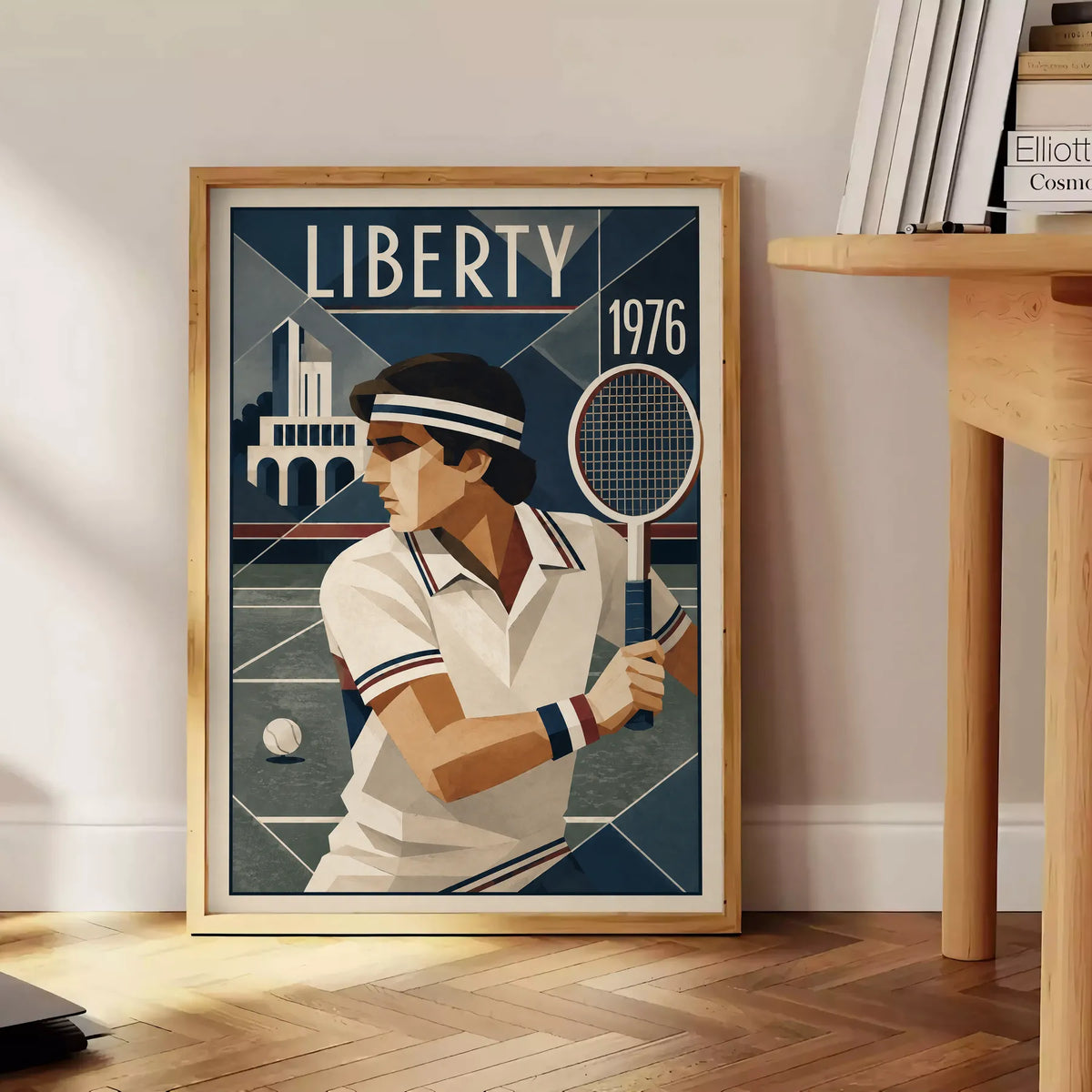 Affiche New York Tennis Liberty Tennis 1976 Har-Tru prêt, affiche Art déco de tennis new-yorkaise