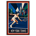 Affiche New York Tennis Geometric Femme Low demi-volée, affiche Art déco de tennis new-yorkaise