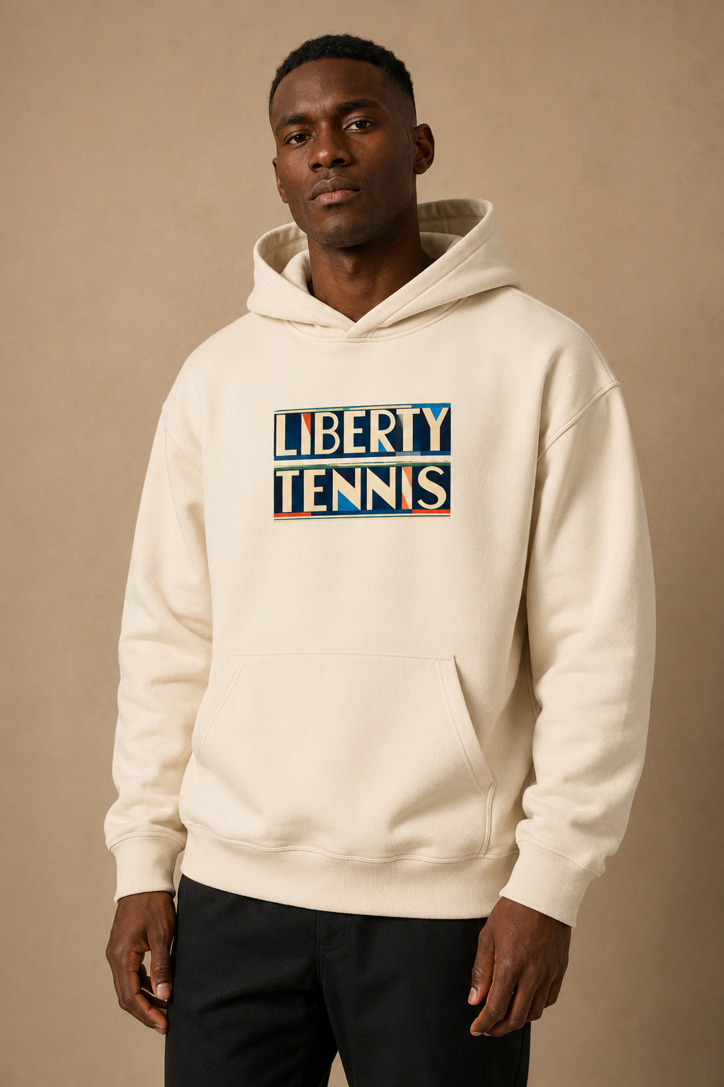 Sweat à capuche New York Tennis Monumental 6. design textile unisexe [color:natural] [view:front]