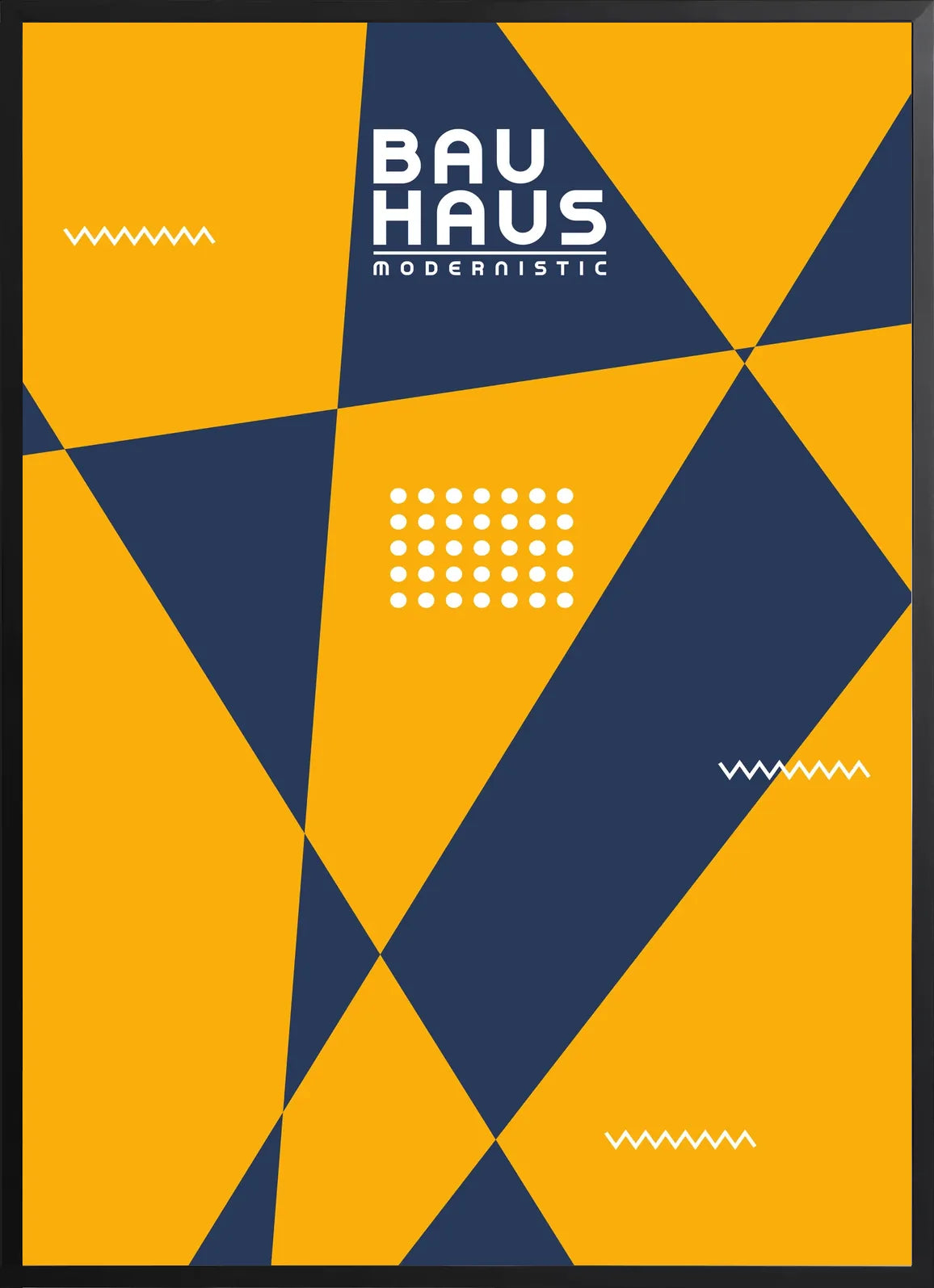 Encadrement noir mat autour de l'affiche Bauhaus triangles modernistic