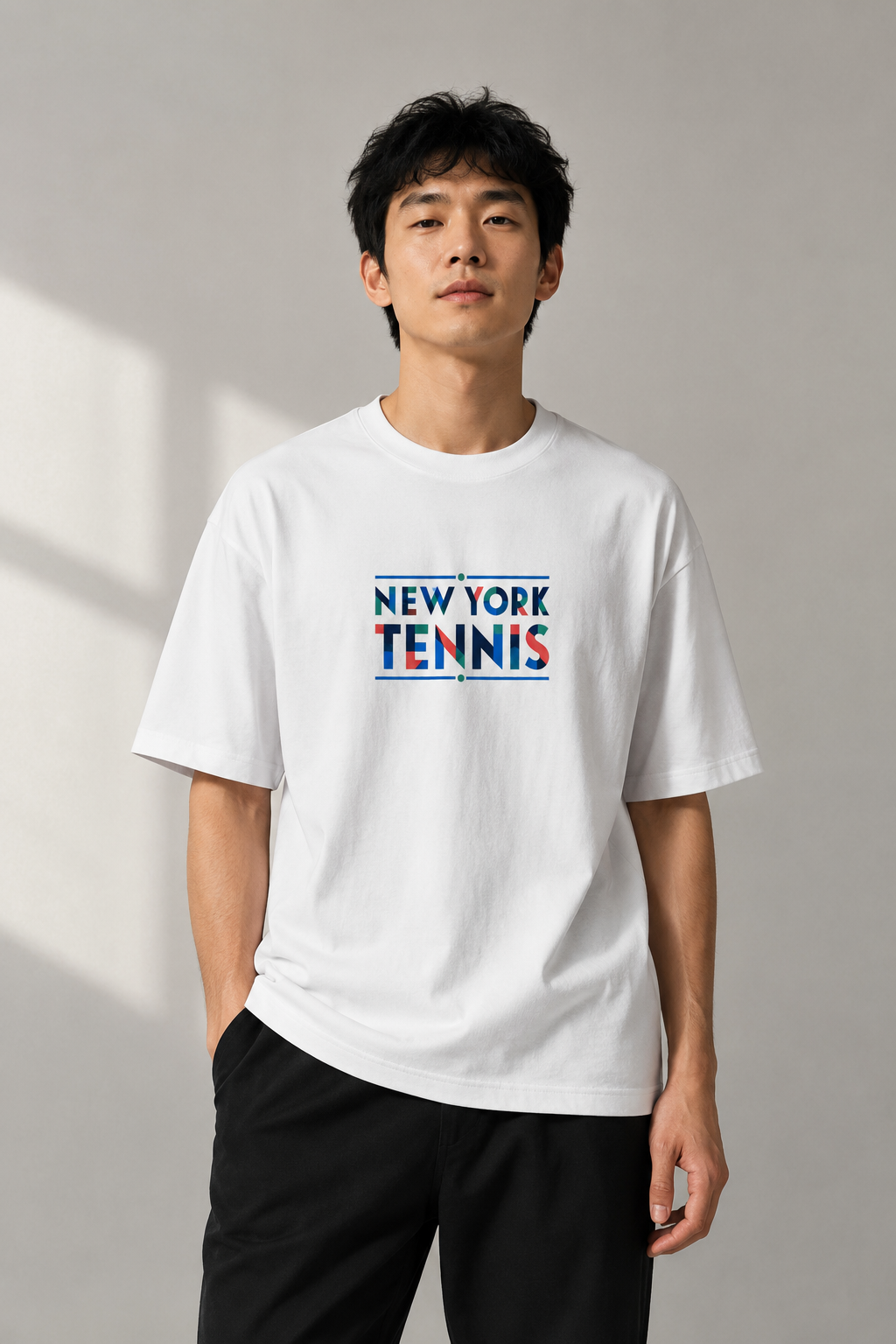 T-shirt New York Tennis Monumental 17. design textile unisexe [color:white] [view:front]
