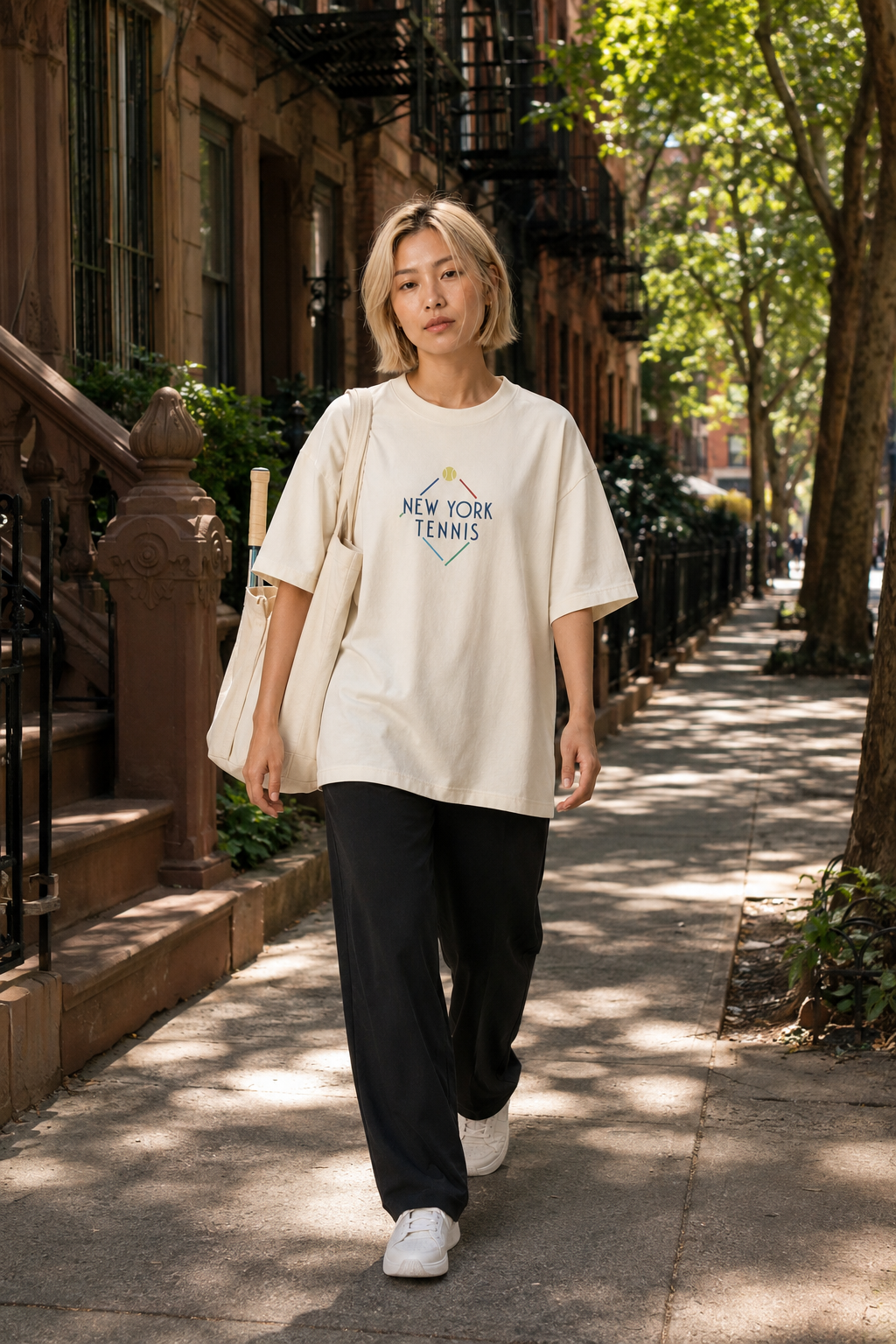 T-shirt New York Tennis Monumental 38. design textile unisexe [color:natural] [view:front]