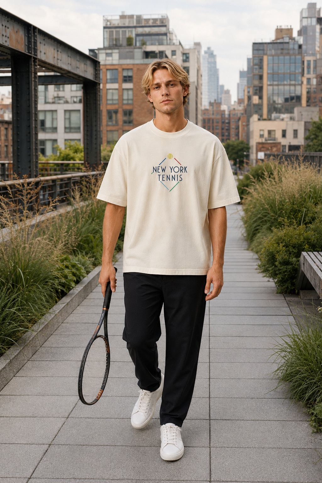 T-shirt New York Tennis Monumental 38. design textile unisexe [color:natural] [view:front]