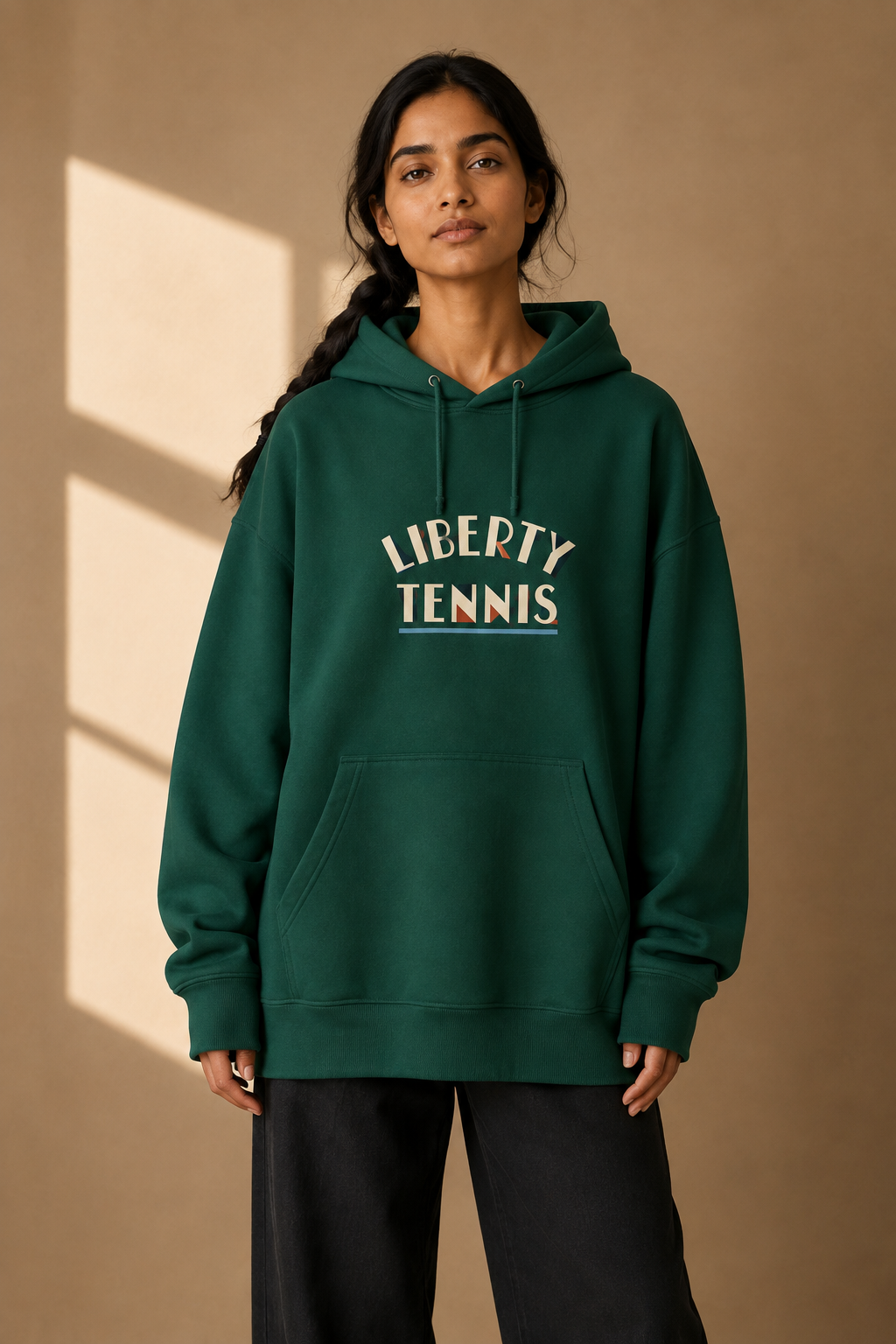 Sweat à capuche New York Tennis Monumental 13. design textile unisexe [color:green] [view:front]