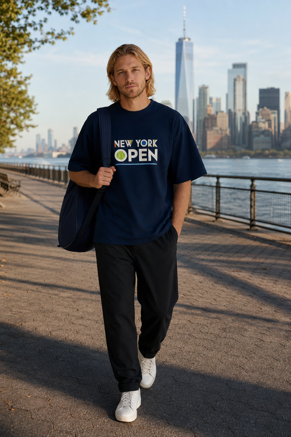 T-shirt New York Tennis Monumental 30. design textile unisexe [color:navy] [view:front]