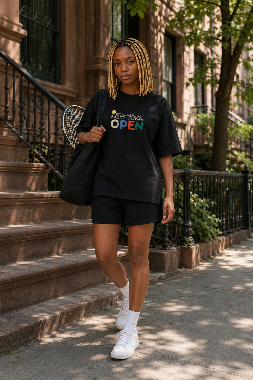 T-shirt New York Tennis Monumental 33. design textile unisexe [color:black] [view:front]