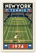 Affiche New York Tennis New York Tennis 1974 Femme gazon volée Court, affiche Art déco de tennis new-yorkaise
