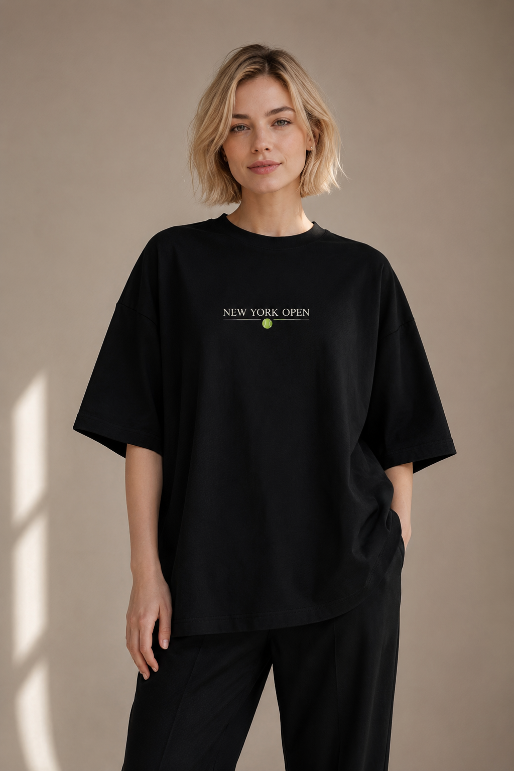 T-shirt New York Tennis Split géométrique 1. design textile unisexe [color:black] [view:front]