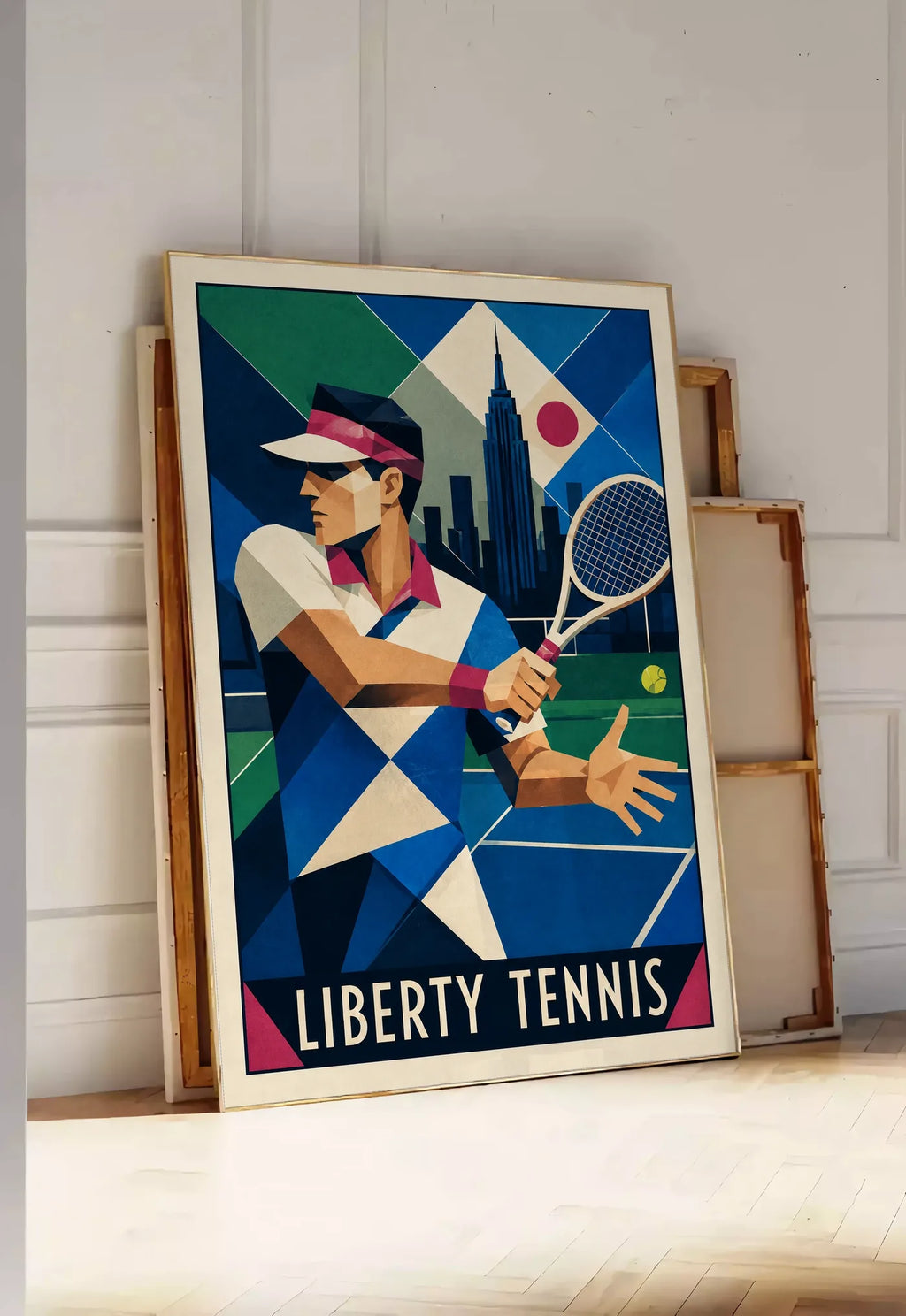 Affiche New York Tennis Art Deco Homme Forehand Followthrough, affiche Art déco de tennis new-yorkaise