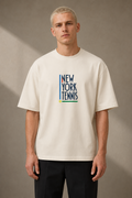 T-shirt New York Tennis Grille verticale 28. design textile unisexe [color:natural] [view:front]