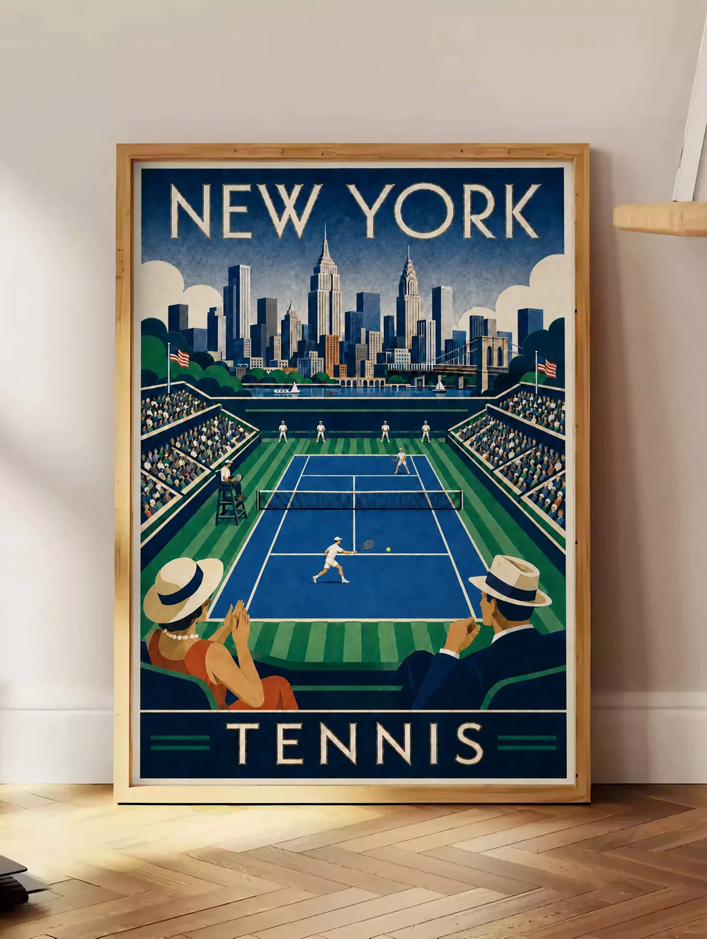 Affiche New York Tennis New York Tennis Stadium Court View, affiche Art déco de tennis new-yorkaise