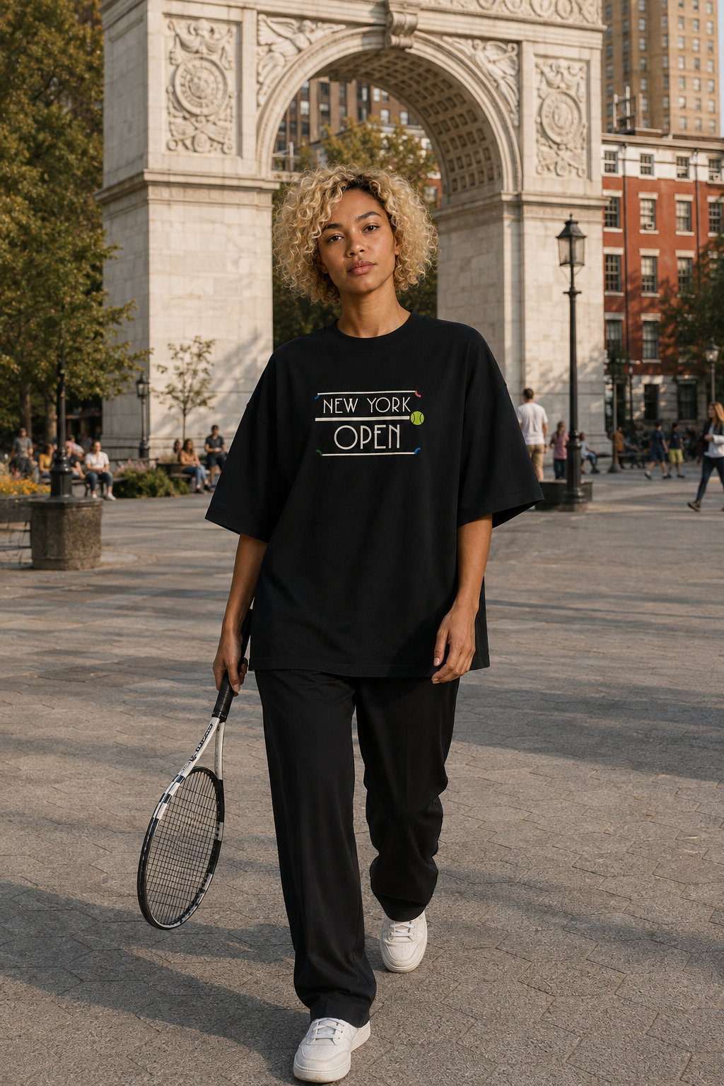 T-shirt New York Tennis Monumental 36. design textile unisexe [color:black] [view:front]