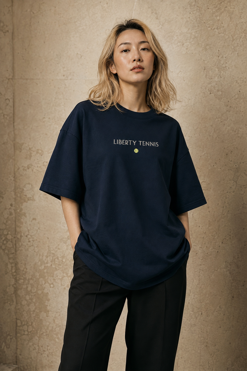 T-shirt New York Tennis Monumental 34. design textile unisexe [color:navy] [view:front]
