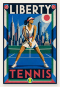 Affiche New York Tennis New York Tennis Femme prêt Pose, affiche Art déco de tennis new-yorkaise
