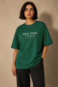 T-shirt New York Tennis Lettres espacées 19. design textile unisexe [color:green] [view:front]