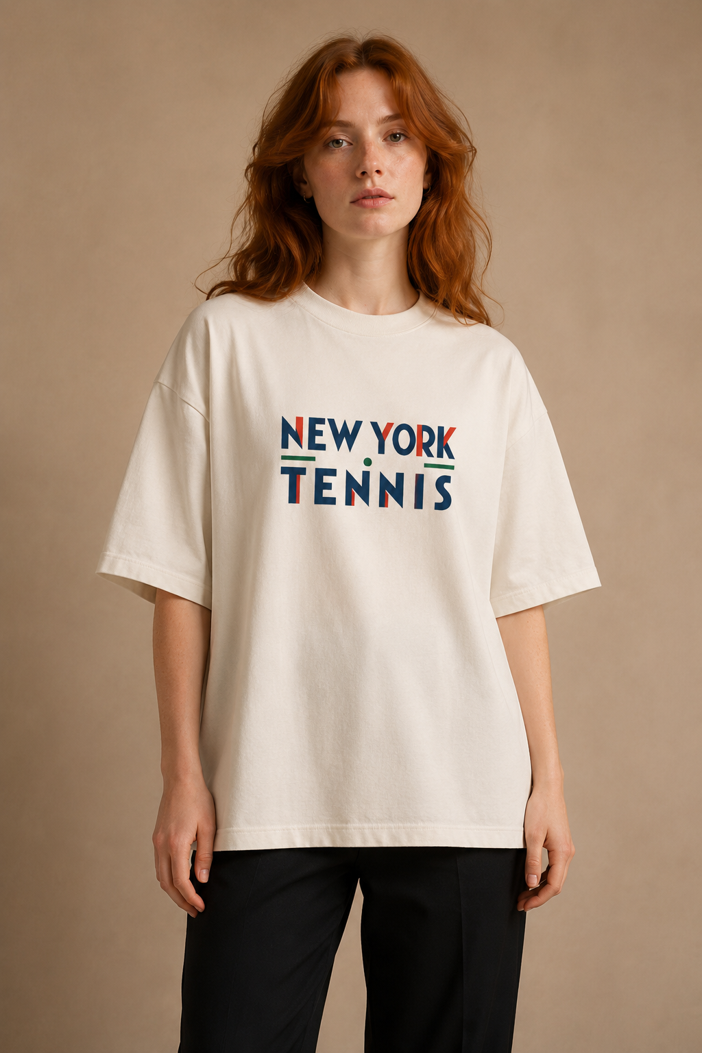 T-shirt New York Tennis Monumental 16. design textile unisexe [color:natural] [view:front]