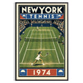 Affiche New York Tennis New York Tennis 1974 Femme gazon volée Court, affiche Art déco de tennis new-yorkaise
