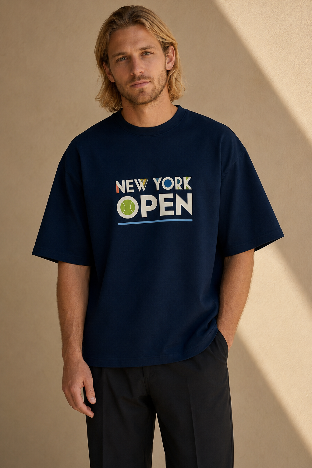 T-shirt New York Tennis Monumental 30. design textile unisexe [color:navy] [view:front]