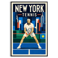 Affiche New York Tennis Ny Male Split Step prêt, affiche Art déco de tennis new-yorkaise