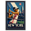 Affiche New York Tennis Tennis Female revers à deux mains Finish, affiche Art déco de tennis new-yorkaise