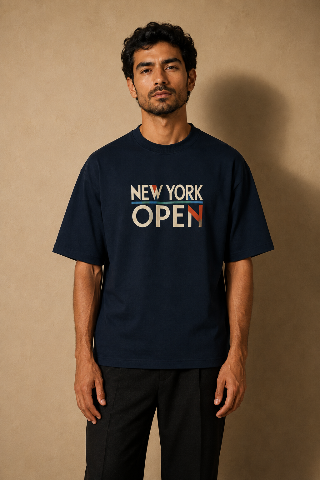 T-shirt New York Tennis Monumental 20. design textile unisexe [color:navy] [view:front]