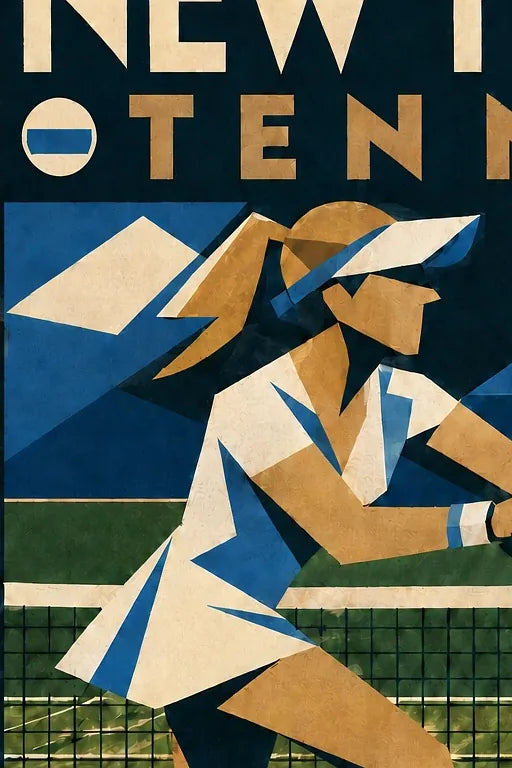 Affiche New York Tennis New York Tennis 1974 Femme gazon volée, affiche Art déco de tennis new-yorkaise