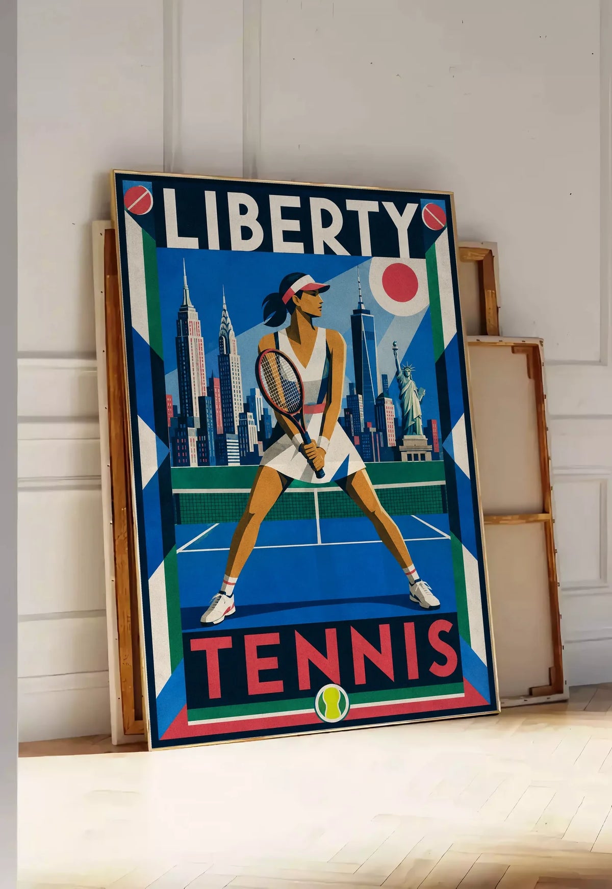 Affiche New York Tennis New York Tennis Femme prêt Pose, affiche Art déco de tennis new-yorkaise